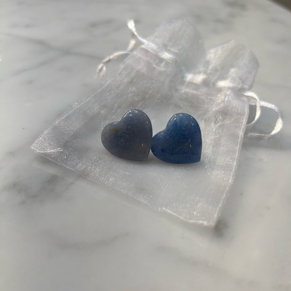 NEW Blue Aventurine heart earrings